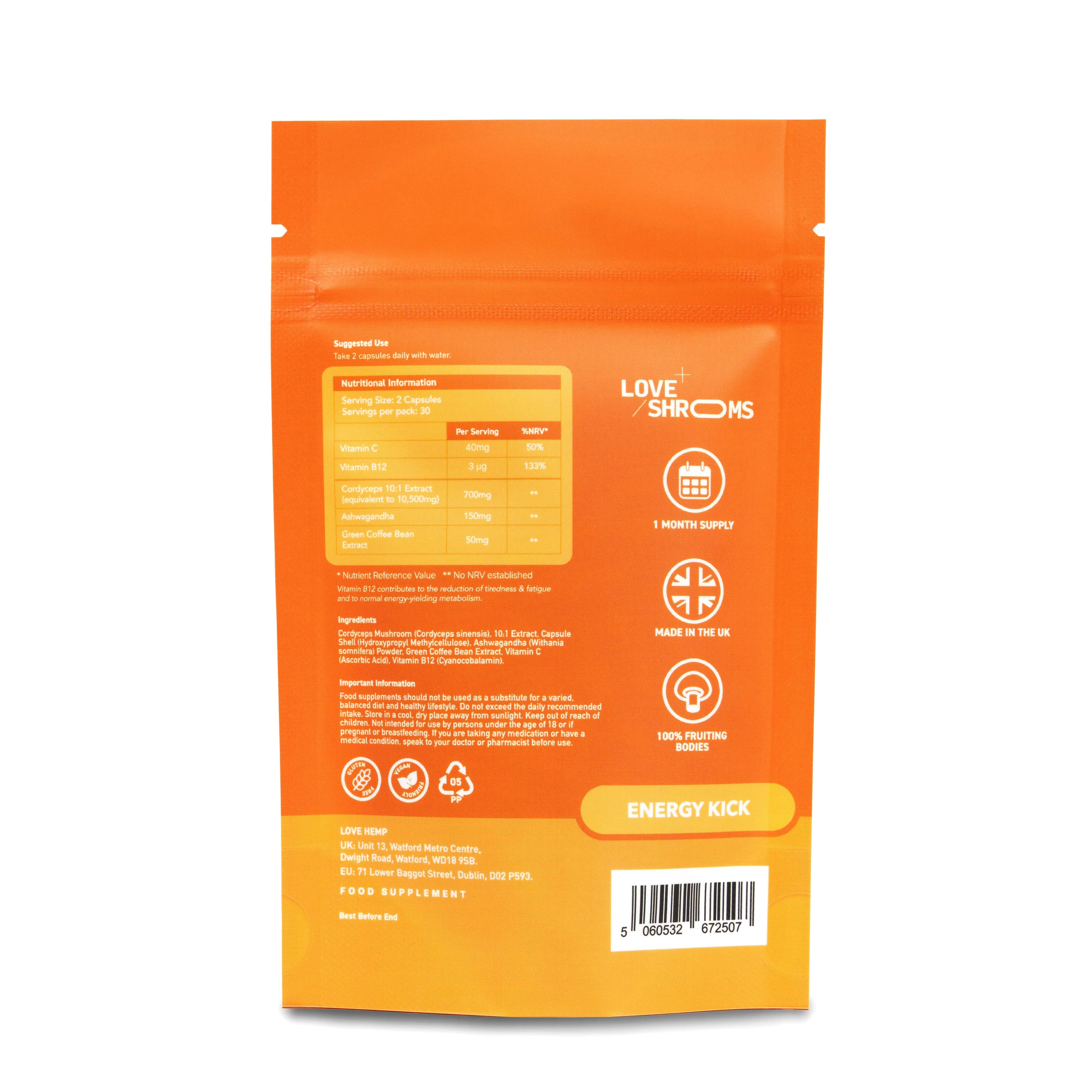 Love Shrooms Cordyceps - Energy Kick | 60 Capsules