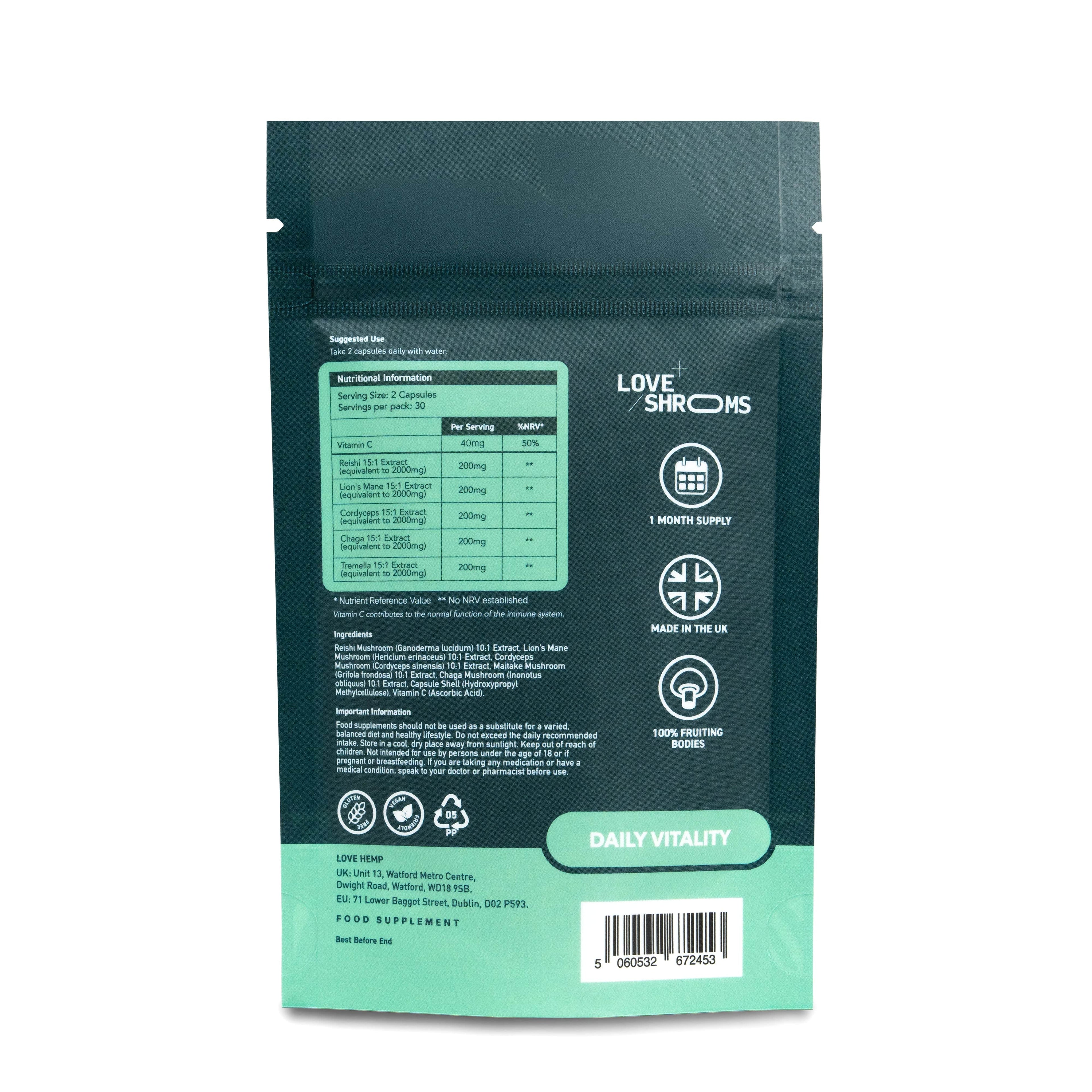 Love Shrooms Multi Blends - Daily Vitality | 60 Capsules