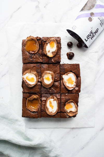 CBD Infused Creme and Caramel Egg Brownies