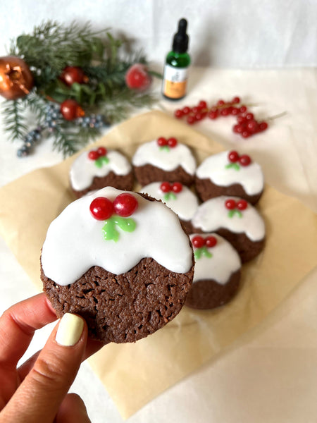 Festive CBD Christmas Pudding Cookies