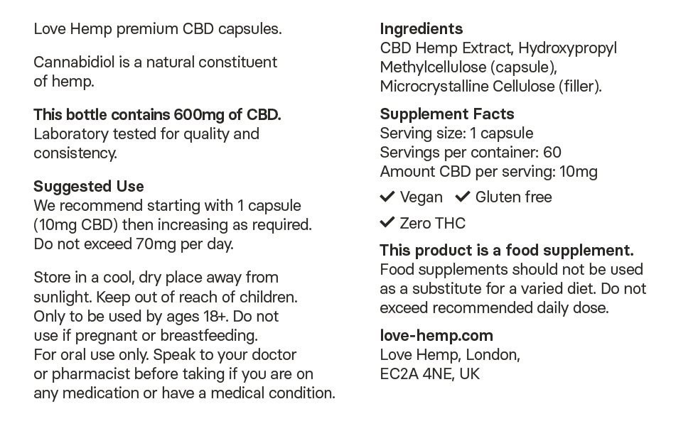 CBD Capsules 600mg  - Medium | 60 Capsules