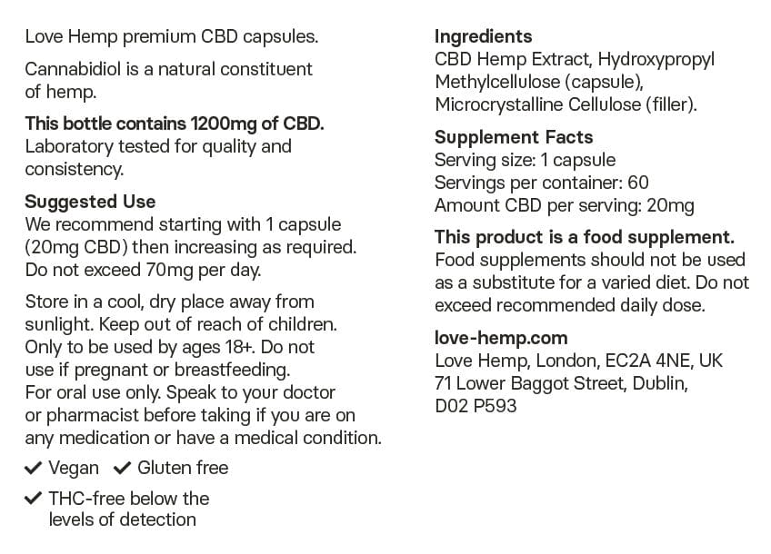 CBD Capsules 1200mg  - Strong / 60 Capsules