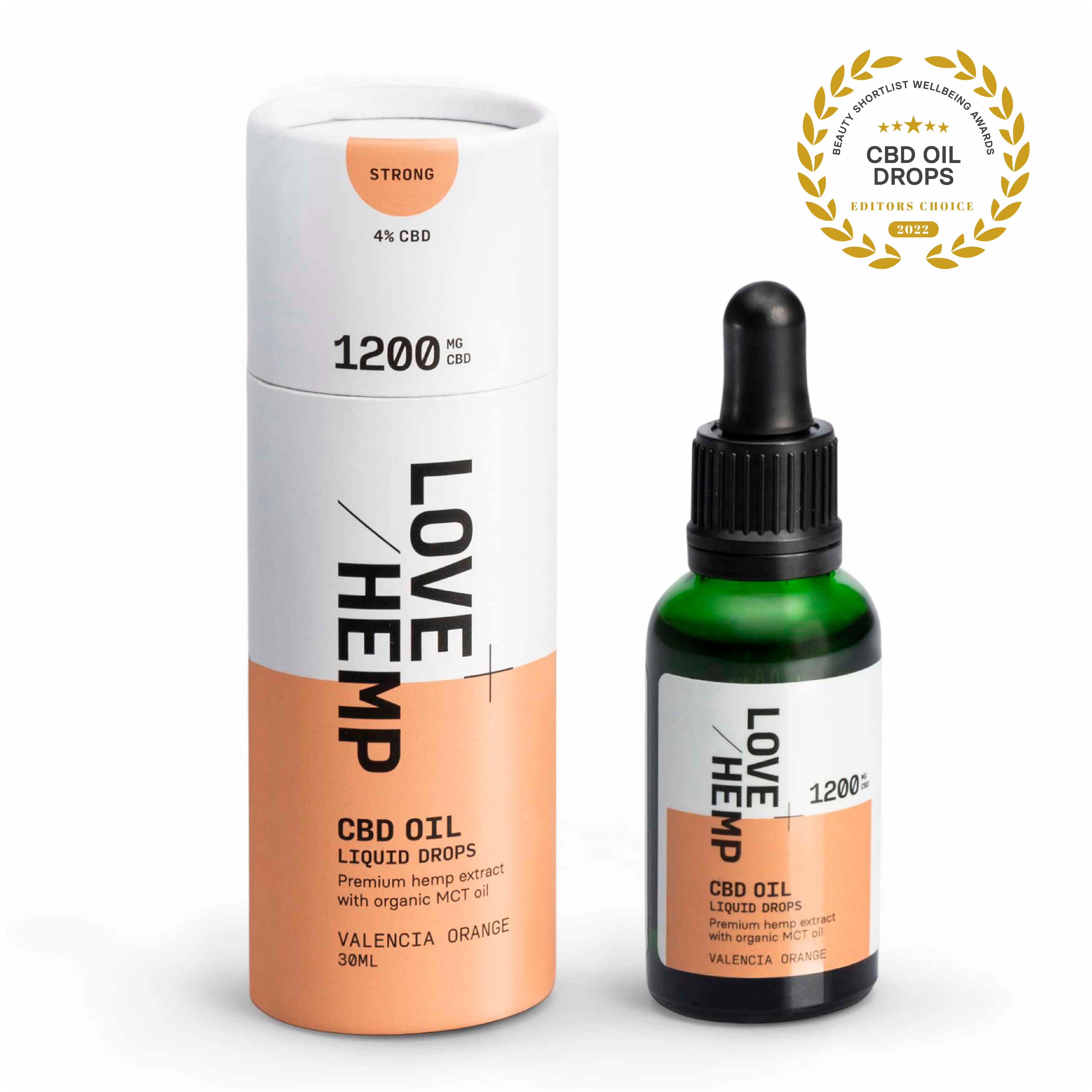 Love Hemp Strong CBD Oil Drops with 1200mg Premium CBD