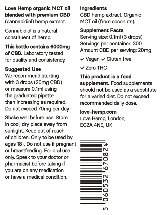 Love Hemp® CBD Liquid Oral Oil Drops 6,000mg CBD - Super Strong / 20% / 30ml - Love Hemp UK